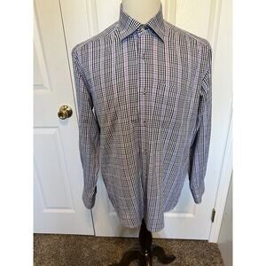 MARCELLO Sport Dress Shirt Men’s Size L Purple Striped Button Down Flip Cuffs